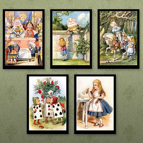 Alice in Wonderland: 5x 10x7 Prints by John Tenniel